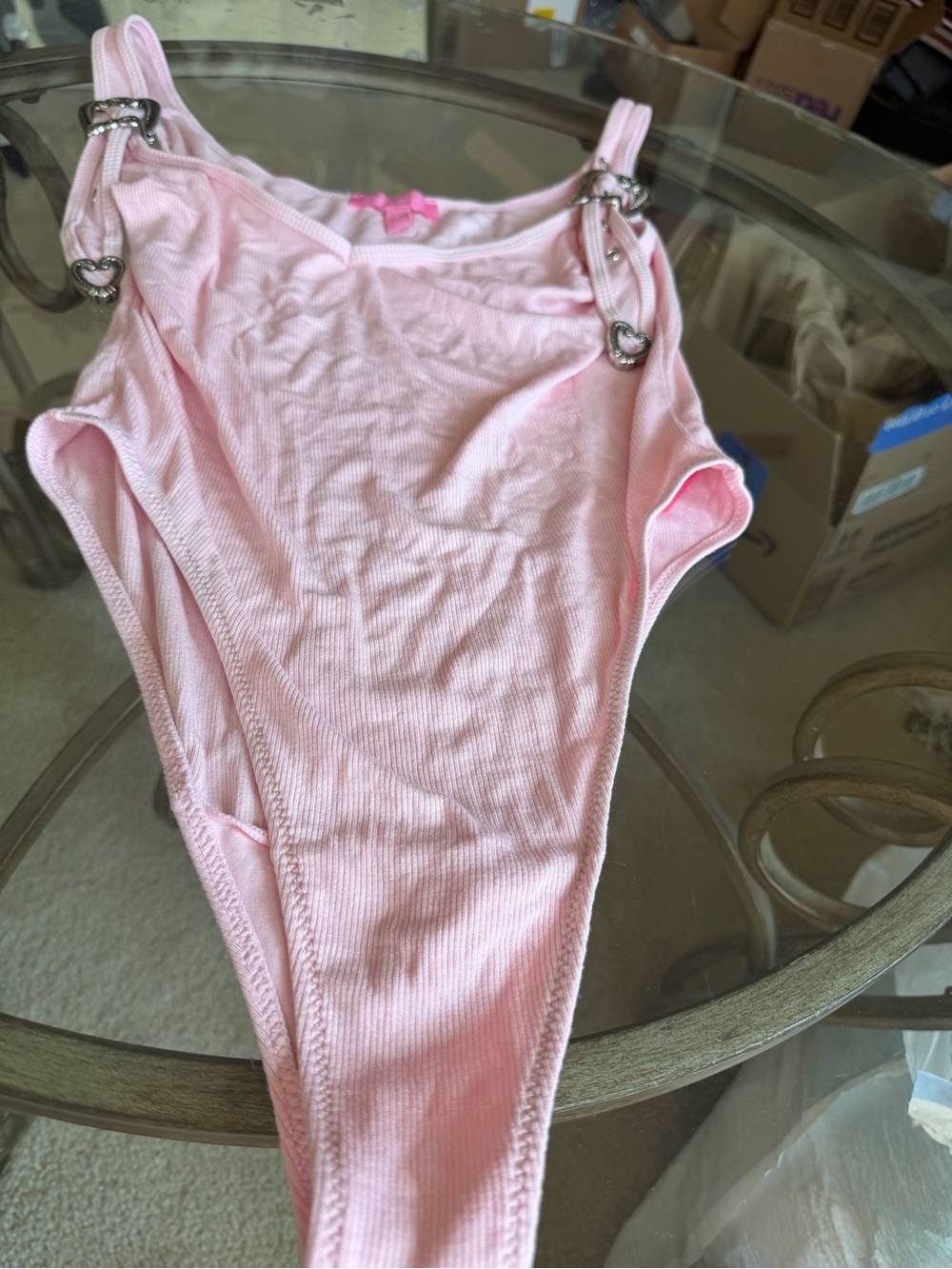 Sugar Thrillz Pink Bodysuit with Buckles